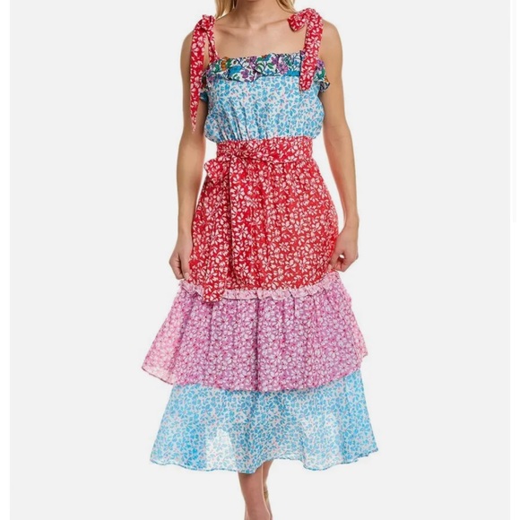 Floral Mix Eleanor Silk-Blend Dress, medium, Roller Rabbit, beautiful floral - Picture 6 of 8